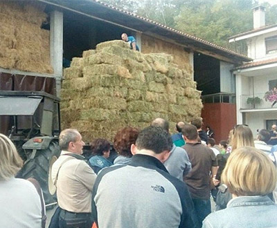Most hay bales stacked on agri