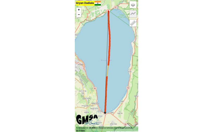 Fastest time to swim the length of the Sea of Galilee (male)(图2）
